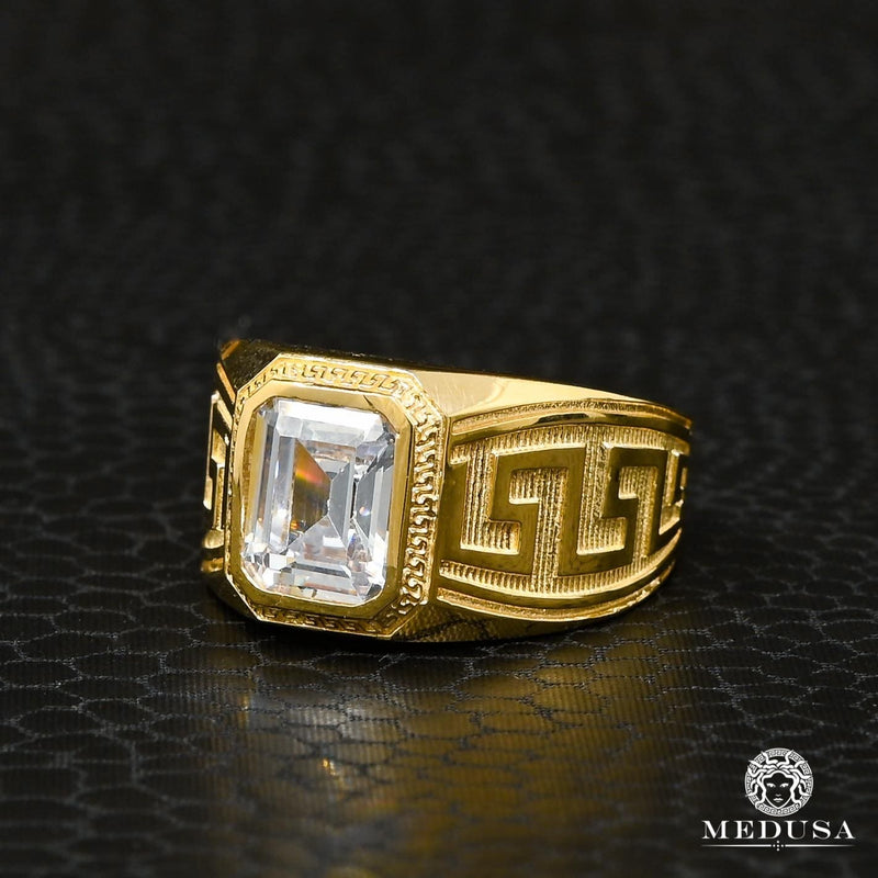 10K Gold Ring | Stone Men&#39;s Ring H15 Yellow Gold / Zircon