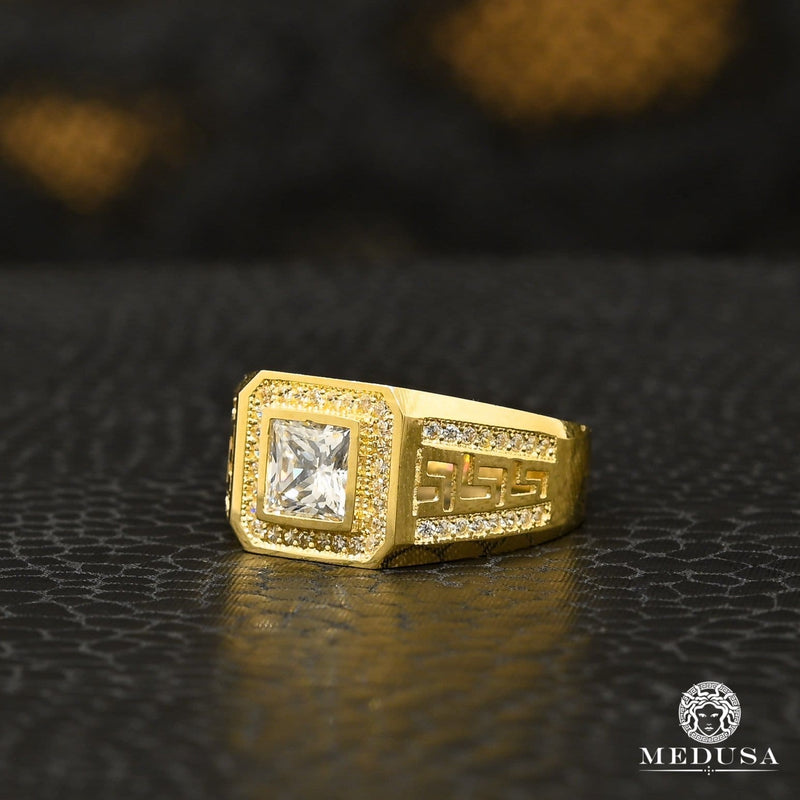 10K Gold Ring | Men&#39;s Ring Stone H7 Yellow Gold / Zircon
