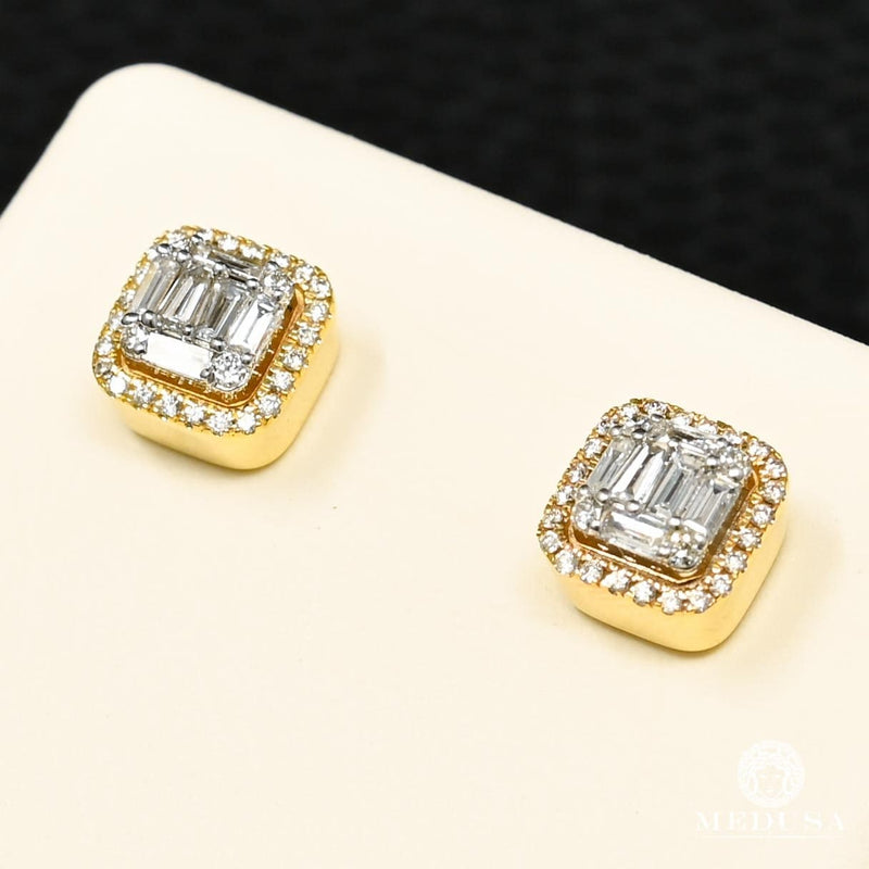 14K Gold Diamond Studs | D10 Studs Earrings - 8mm Diamond / Yellow Gold