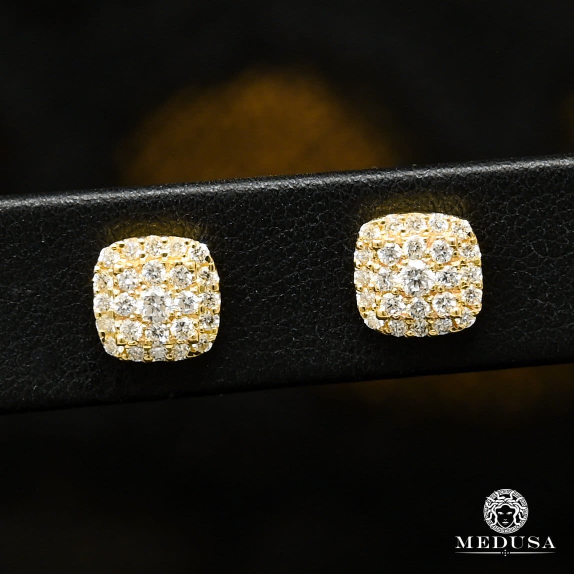 10K Gold Diamond Studs | Earrings 8mm Studs D22 - Diamond Yellow Gold