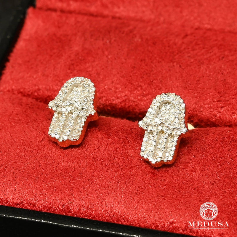 Studs Diamants en Or 10K | Boucles d’Oreilles D24 - Khamsa Jaune