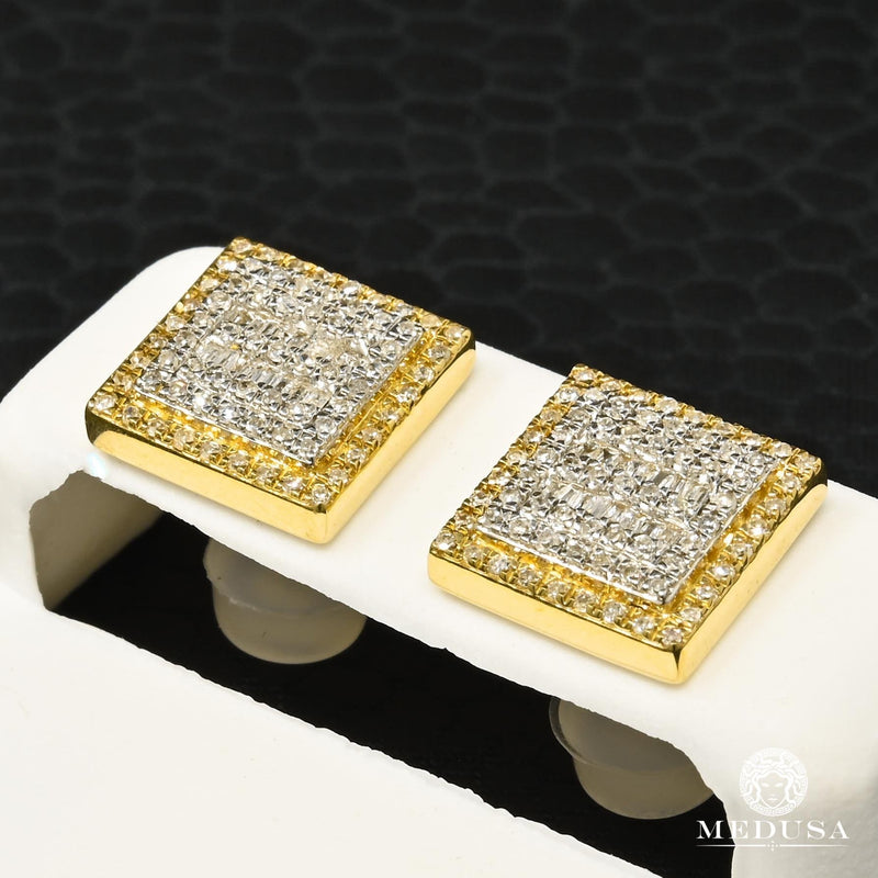 10K Gold Diamond Studs | D5 Stud Earrings - 11mm Diamond / 2 Tone Gold