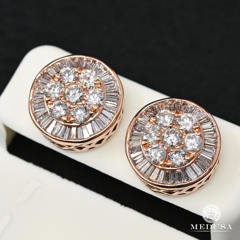 14K Gold Diamond Studs | Earrings Studs D8 - Diamond 14mm / Rose Gold