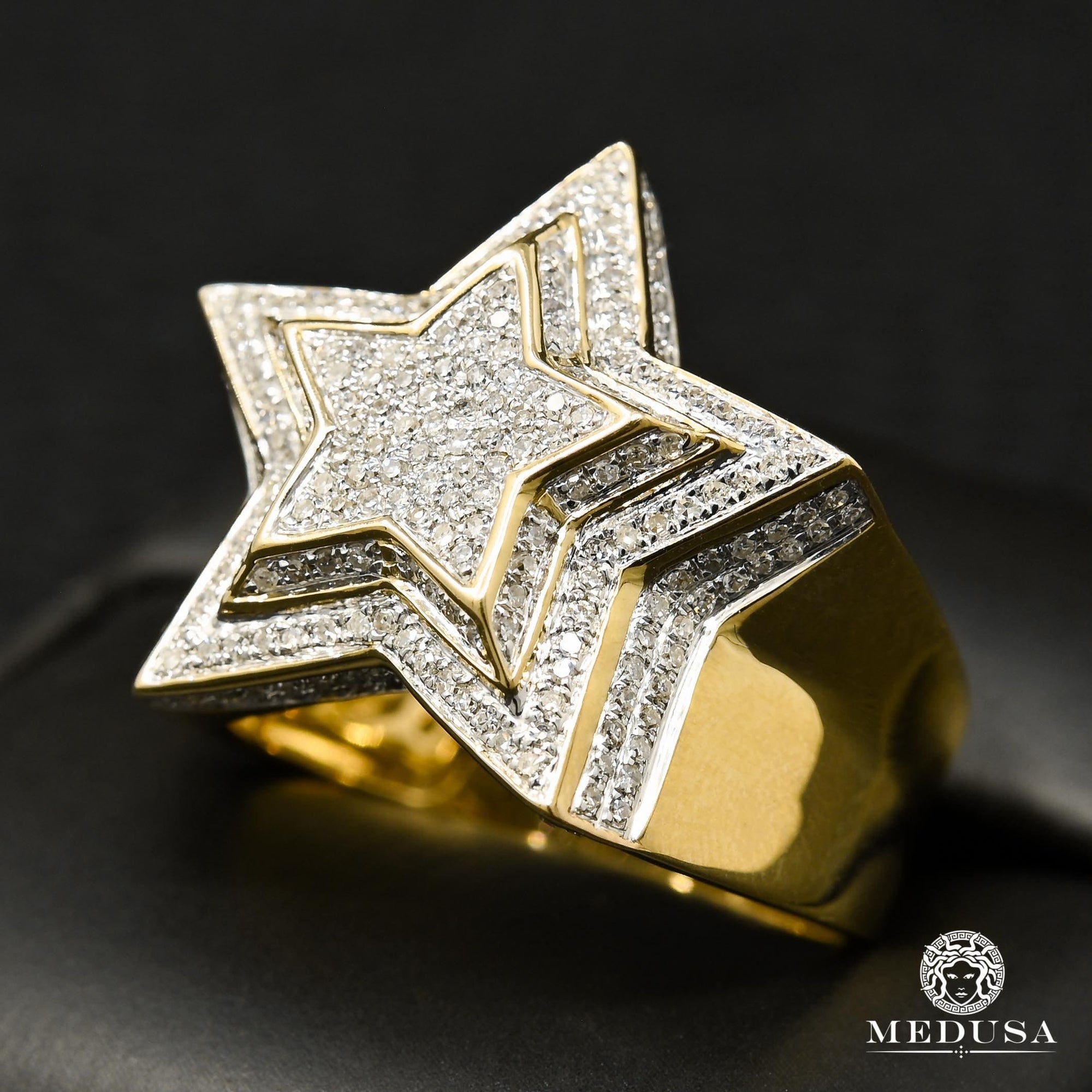 10K Gold Diamond Ring | SuperStar D6 Men's Ring - 1.45CT Diamond / Yellow Gold