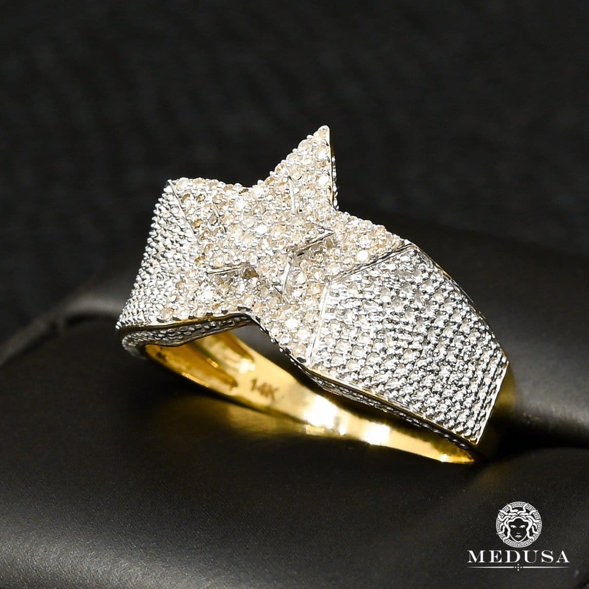 10K Gold Diamond Ring | SuperStar D8 Men's Ring - 40PT Diamond / 2 Tone Gold