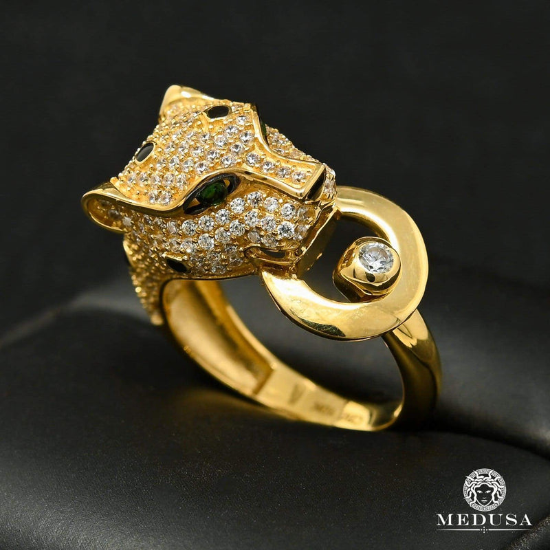 10K Gold Ring | Women&#39;s Ring Tiger F14 Yellow Gold / Emerald