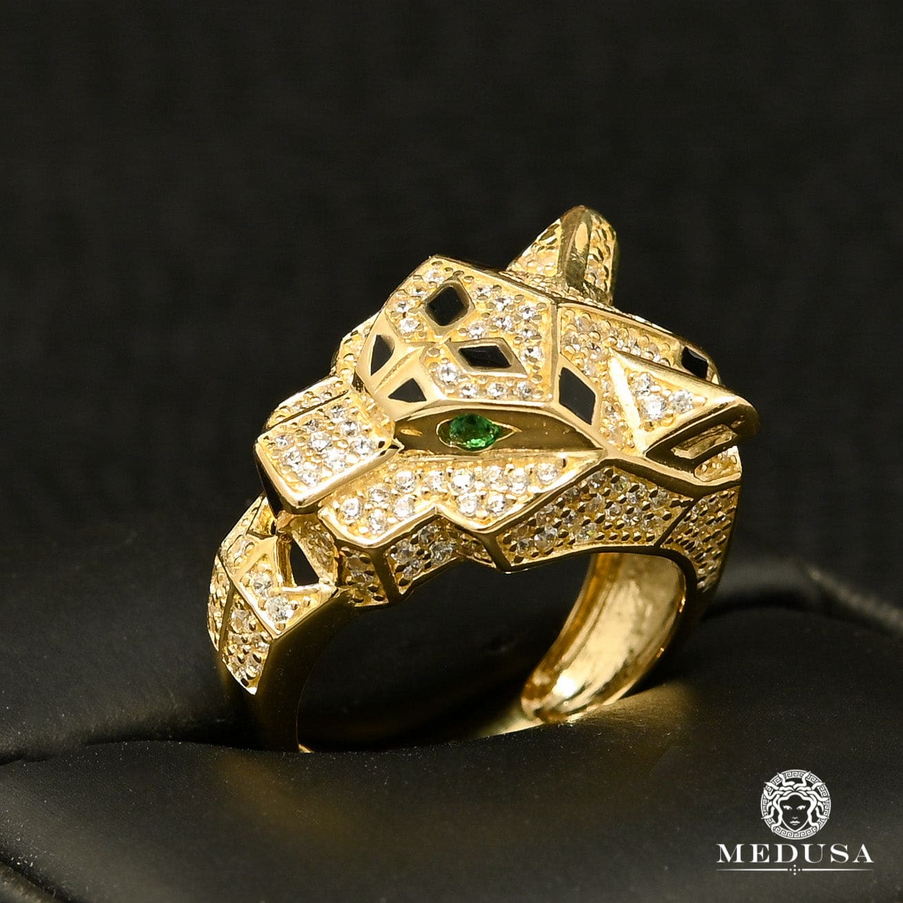 10K Gold Ring | Women's Ring Tiger F15 Yellow Gold / Emerald