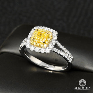 Trinity D12 - Solitaire Ring 62PT Yellow Canary  - White Gold