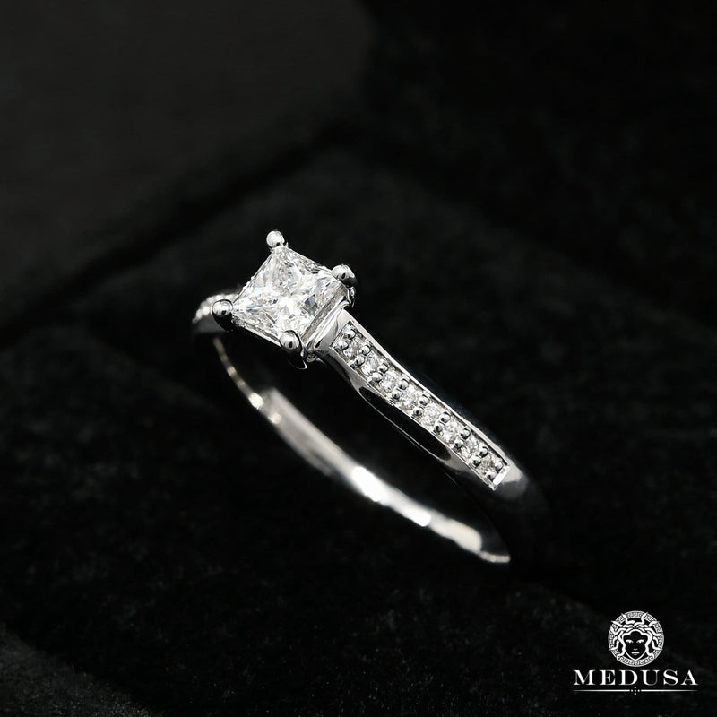 18K Gold Diamond Ring | Trinity Engagement Ring D4 - Solitaire Ring 40PT Princess Cut White Gold