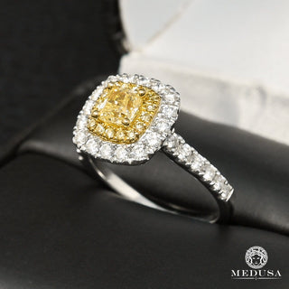 Trinity D6 - Bague Solitaire 60PT Yellow Canary - Or Blanc