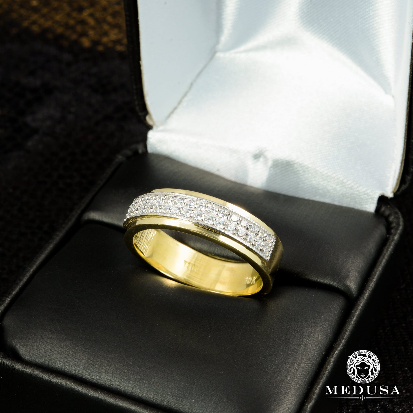 14K Gold Diamond Band | Men's Band Trinity H10 - MA0193 Yellow Gold