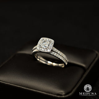 Trinity Set F4 - Solitaire Ring 50PT Cushion Cut  - White Gold